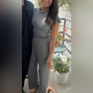 Gray Ribbed Jumpsuit